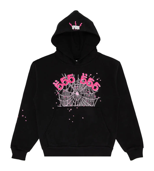 BLACK “555” SP5DER HOODIE
